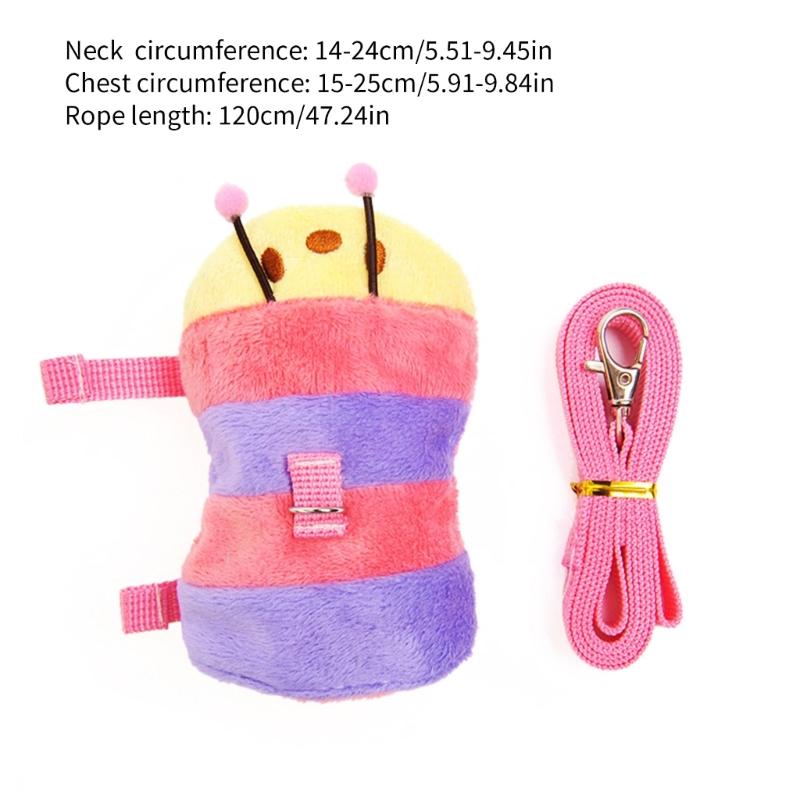 Small Animal Harness and Leash Set Soft Plush Pet Harness with Safe Bells No Pulls Comfort Plush Vests for Small Pet