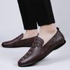 Fashion Breathable Mens Business Loafers Antiskid Casual Footwear Handmade Slip On Flats Simple Moccasins Genuine Leather Men Boat Shoes
