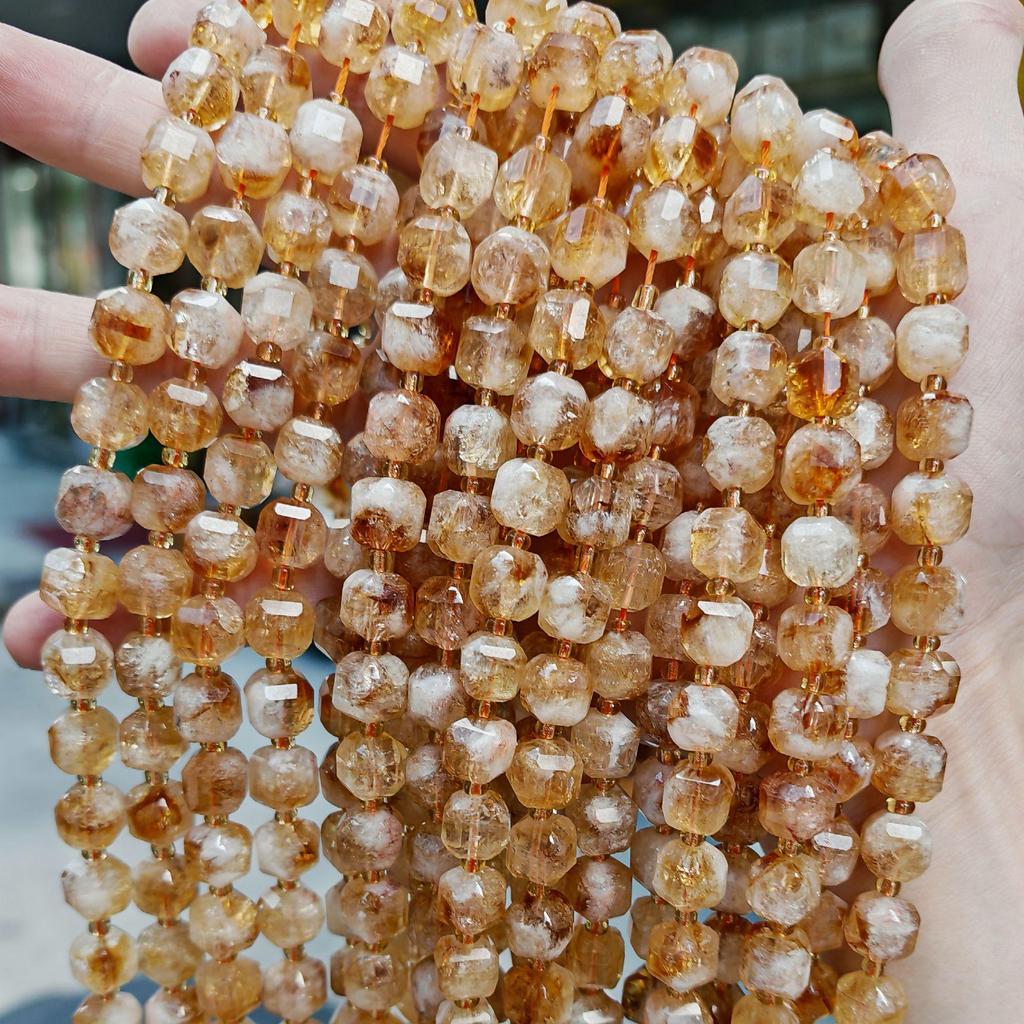 Naturstein Kristall facettierte Würfelperlen - 5,5mm, 7mm & 9mm Größen