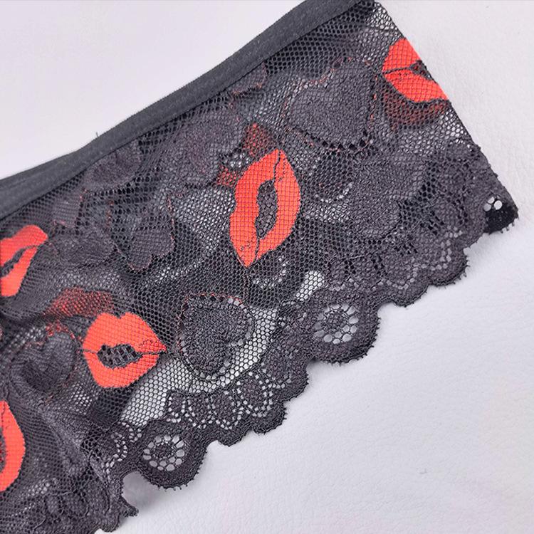 Women's Summer Fashion New Lace Lip Printed Triangle Panties