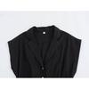 Women's Lapel Sleeveless Maxi Dress Loose Fit High Rise Linen Blend Shirt Dress With Matching Belt