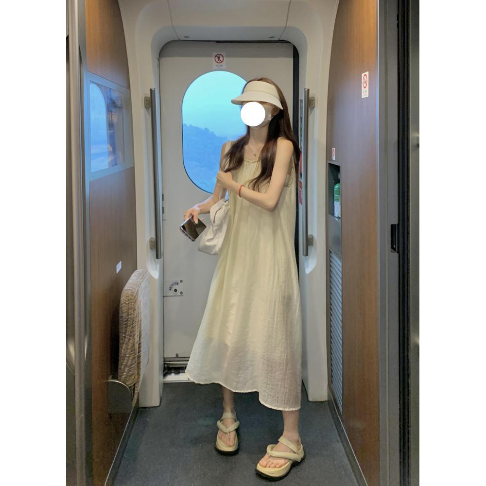 

Белое платье-комбинация, фееричное летнее настроение, на шнуровке, свободного кроя, курортное, пляжное, макси-юбка, до щиколотки XL- (recommended 110-60kg)