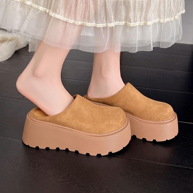 Women Mules Shoes Flats Platform Slippers New 2025 Trend Winter Slingback Sneakers Woman Casual Flip Flops Zapatos Mujer