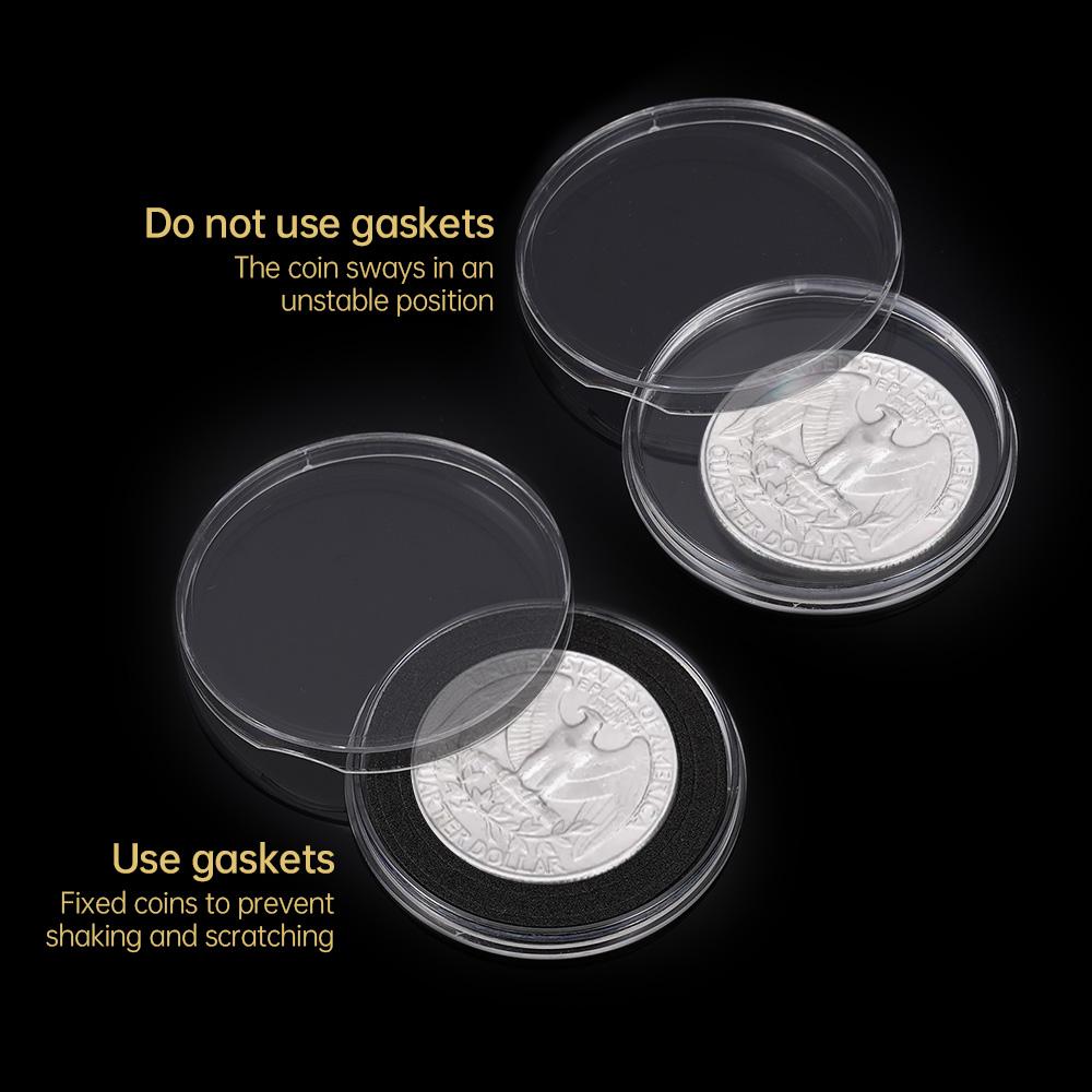 60Pcs Clear Coin Capsule Holder Case 17/38mm Transparent Coin Cases Commemorative Container Coin Storage Box Collection Supplies