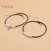 Vintage-Halsband aus Kunstleder mit Metallperlen, mehrlagig, geometrischer zylindrischer Anhänger, Halskette aus Legierung für Frauen und Männer, als Geschenk für den Alltag