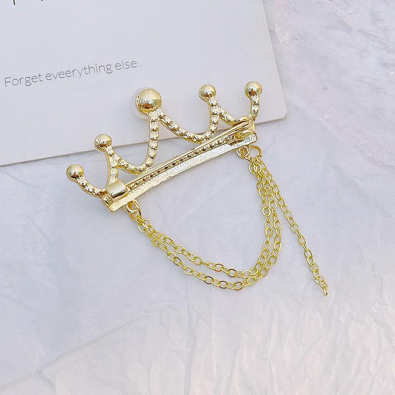 Brooch Corsage Crown with Tassel Chain High-end Anti-exposure Pin