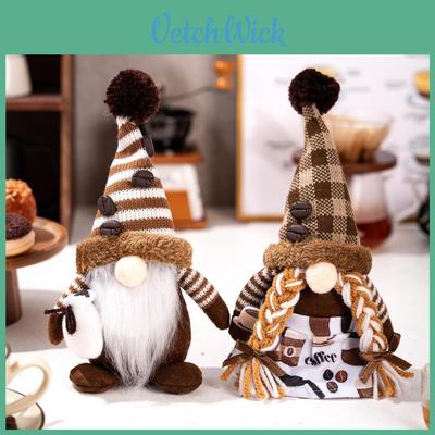 Christmas Coffee Bean Santa Claus Gnome Figurine With Polyester Fabric For Holiday Home Decor