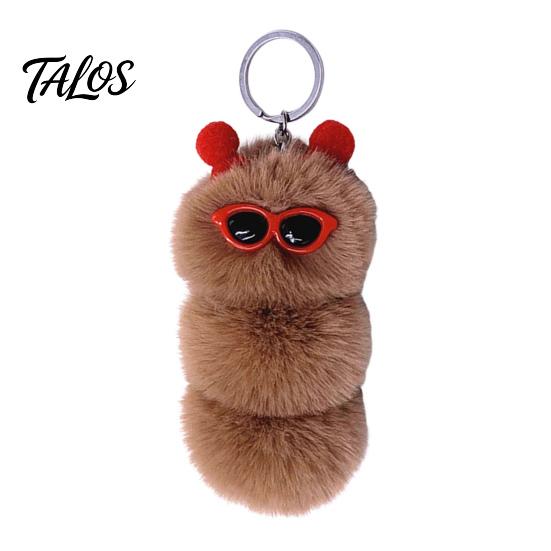 Caterpillar Bag Charms Plush Sunglasses Keychain, Stuffed Keyring Pendant for Decoration Keychain Bags & Car Keys, Decorative Backpack Purse Accessory