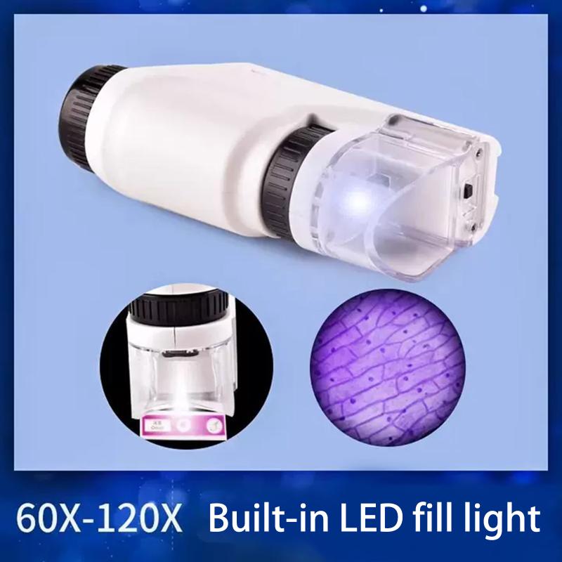 *Microscope 60-120x Lab Handheld Microscope Battery Powered Microscope With LED Light Kids Science Microscope