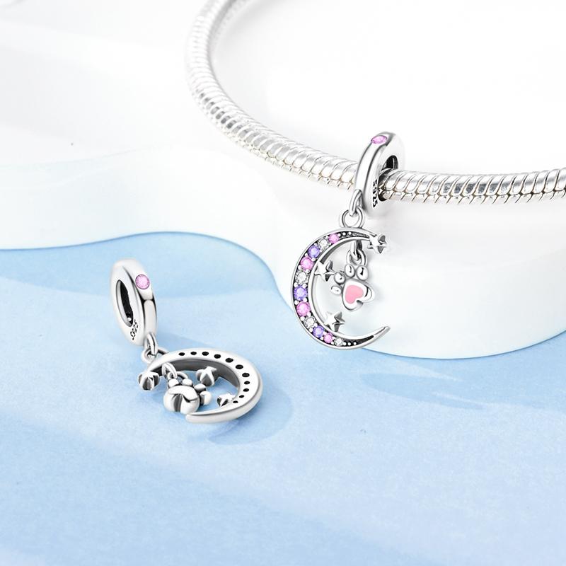 Echte Echte Kupfer Stern Mond Dekorative Anhänger Anhängerstück Perlen Elemente Geeignet Für Authentischen Armband Stil Halskette Stück Damen