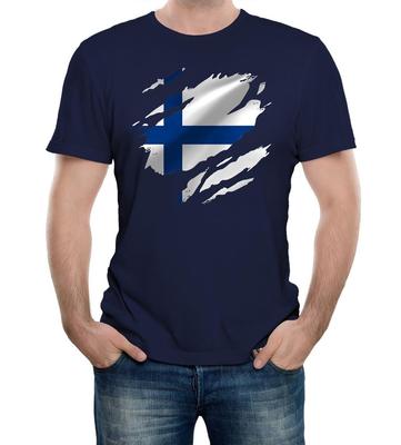T-shirt homme Drapeau de Finlande déchiré Football national Pays Helsinki Finlandais