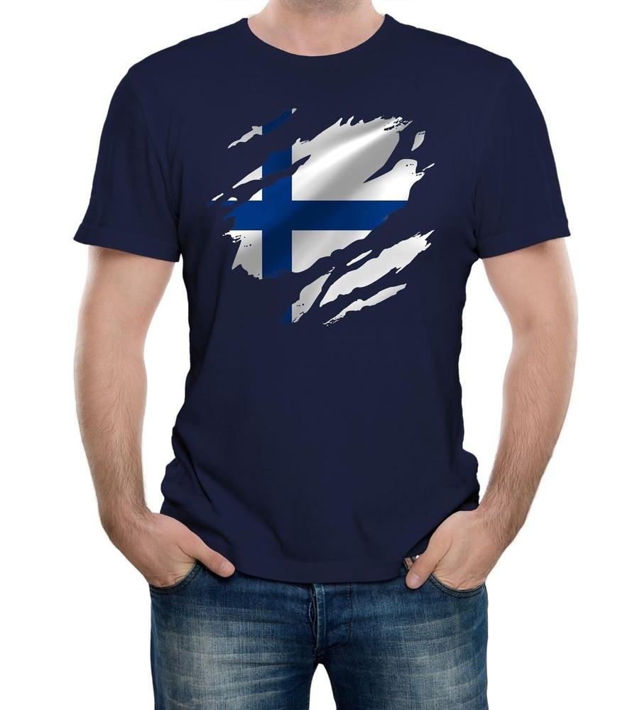 Torn Finland Flag Men's T-Shirt Finnish Helsinki Country National Football