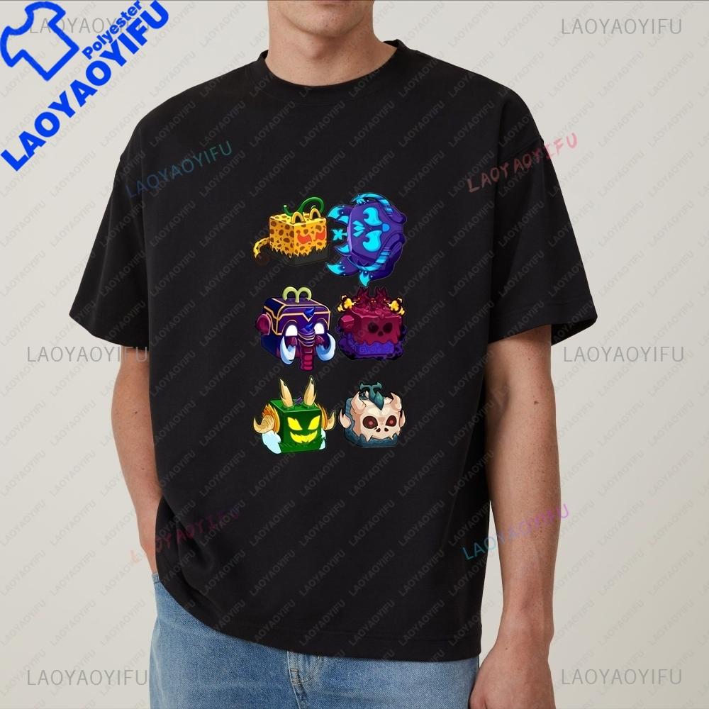 Game Blox Fruits Summer Trend Y2K Harajuku ShortSleeved Unisexs and Unisexs Universal Shirt Pattern Large TShirt