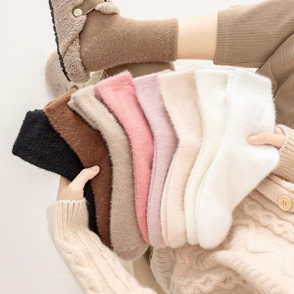 Soft Plush Faux Mink Fleece Warm Socks Thickened Plush Socks New Fleece Lined Socks Winter Wear