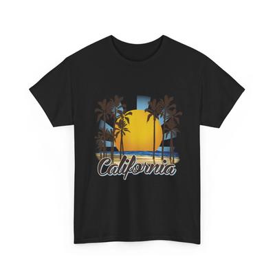 California Sunset Palm Trees Tee | Retro Beach Graphic Shirt, Quality Style