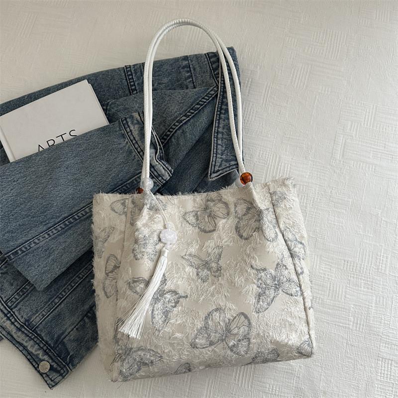 

Trendy Korean Style Butterfly Tote Bag 2024 Large Canvas Handbag For Women In Pink Black And Blue синій