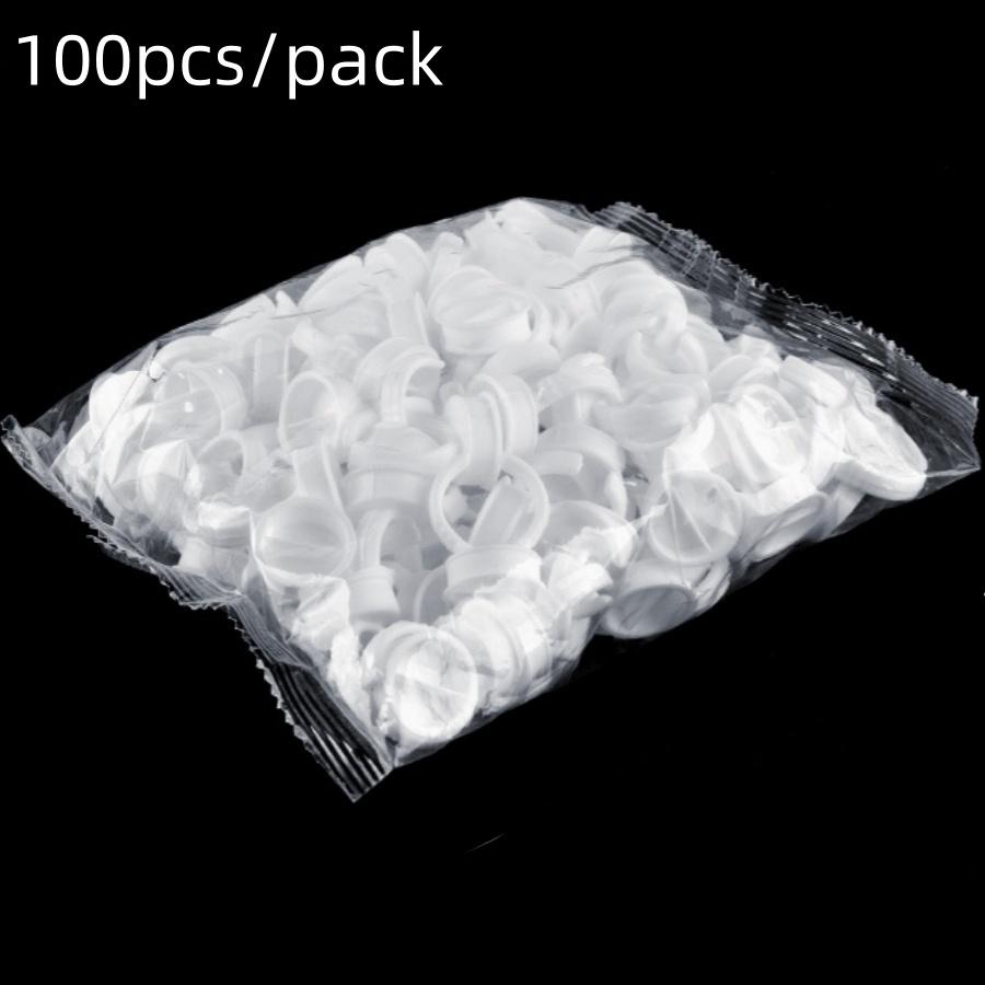 100pcs/packMicroblading Pigment Cup Ring Eyelash Extension Glue Tray with Dividers Plastic Ring Cup