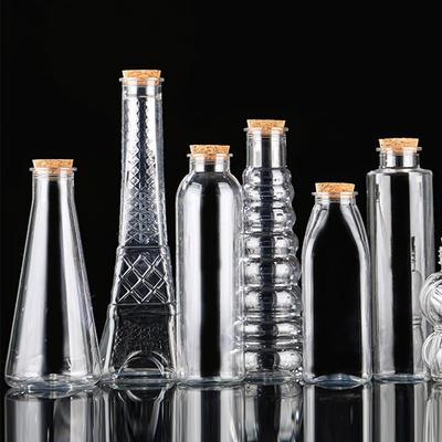 Plastic Lucky Star Bottle Gift Wishing Bottle Home Decoration Storage Jar Transparent Bottle Wooden Stopper DIY Star Organizer