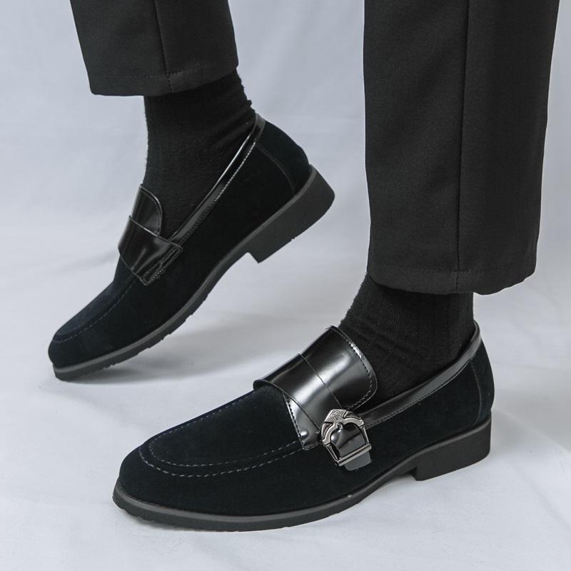 Fashion Luxury Fashion Designer New Pointed Suede Leather Casual Shoes For Men Brown Black Blue Loafter Formal Wedding Dress Homecoming