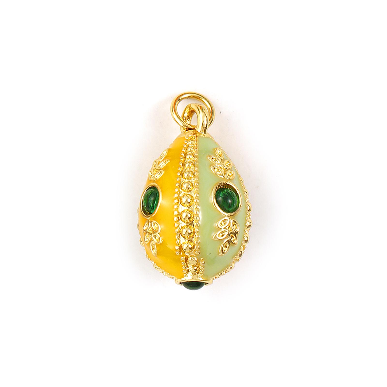 

1 Piece Brass & Rhinestone Charms 18K Gold Plated Multicolor Enamel Easter Egg 3D Pendants For Keychains Necklace DIY 24mm x13mm