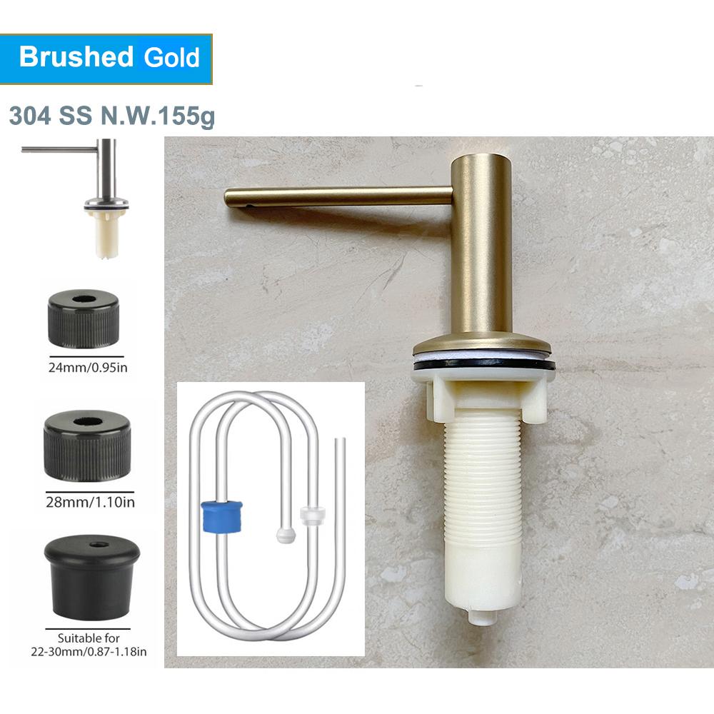 Pojemnik na pianę do mycia naczyń do zlewu kuchennego, z litego mosiądzu, z ruchomą głowicą 360°, uchwyt na płyn do mycia naczyń, silikonowy wężyk, akcesorium