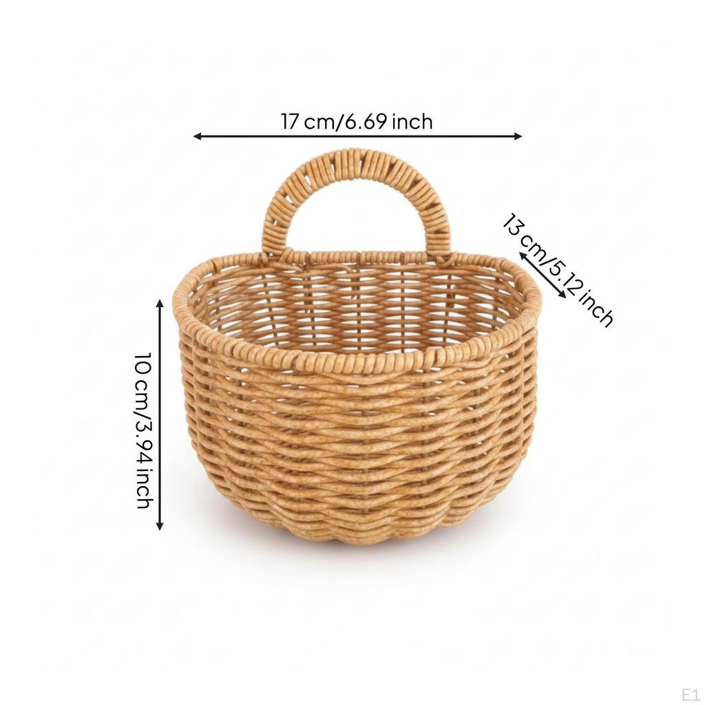 Woven Wall Basket OpenTop SemiCircular Loop Grip Home Storage for Kitchen, Washroom, Wash