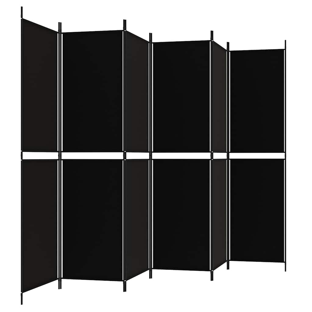 Vidaxl 6-Panel Room Divider, Black, 300X200 Cm, Fabric