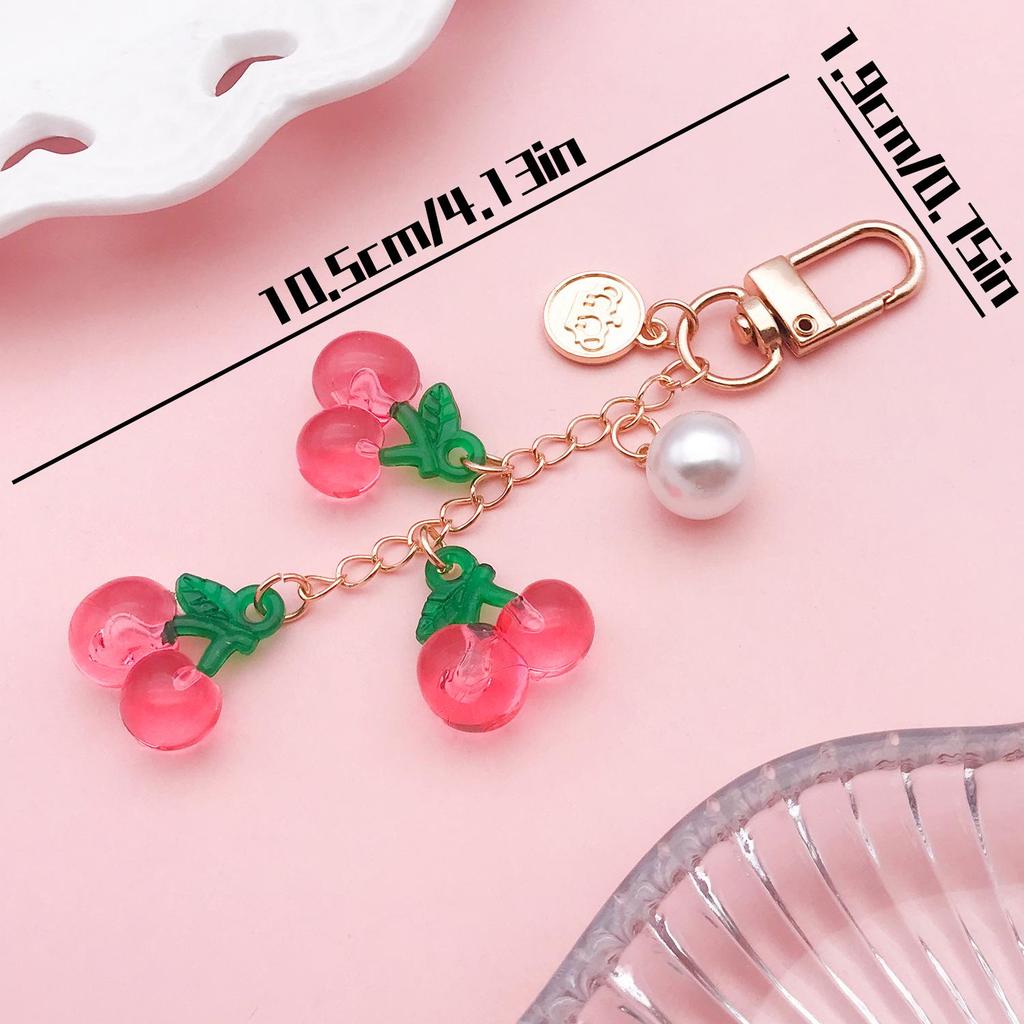 Smiley Cherry & Clover Keychain Pendant for Backpack & Earphone Case