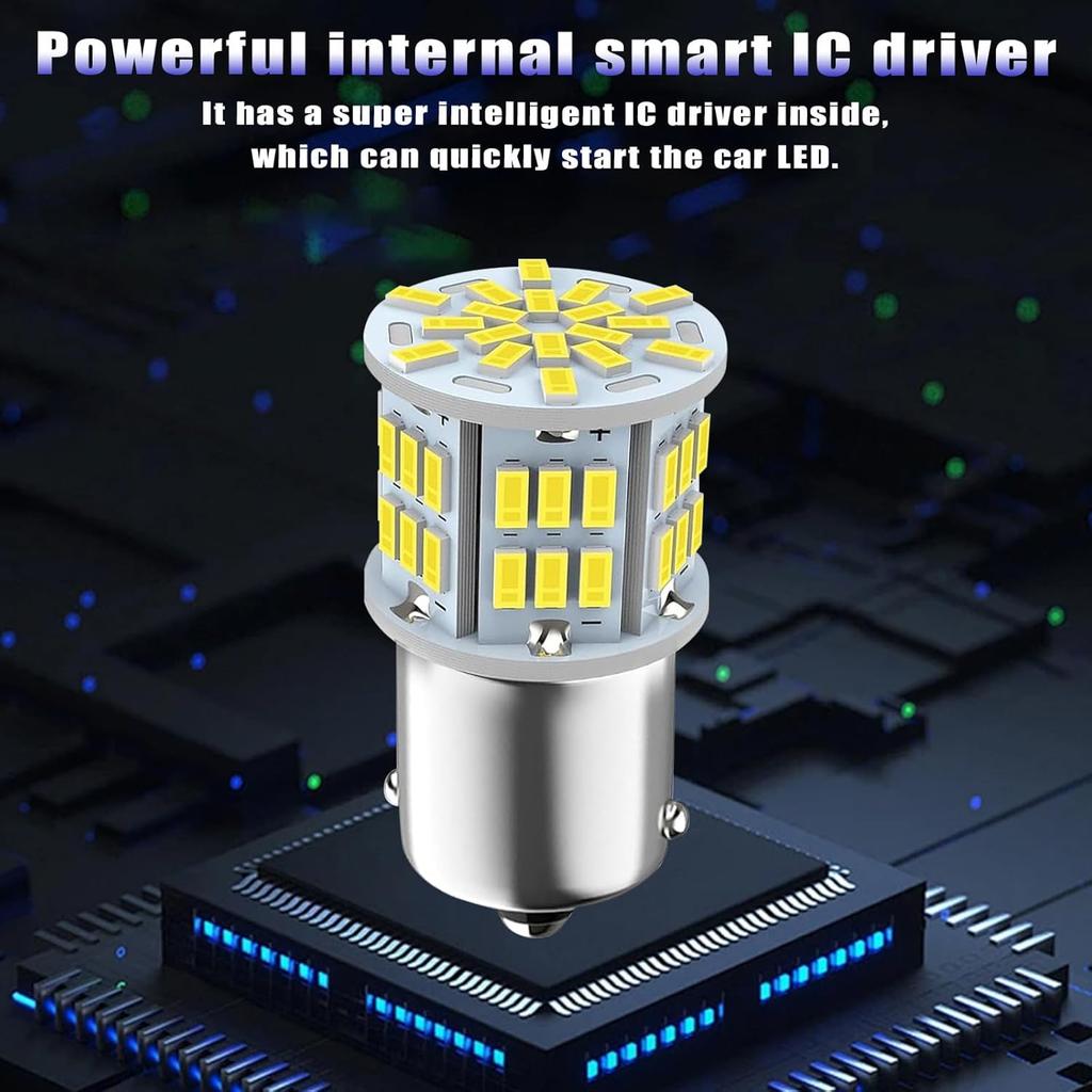 2 PCS Car 1156 LED Single Contact Turn Signal, BA15S 1141 1073 2396 7506 1003 3014-54SMD Super Bright Bulb, Tail Parking Light Reversing Light