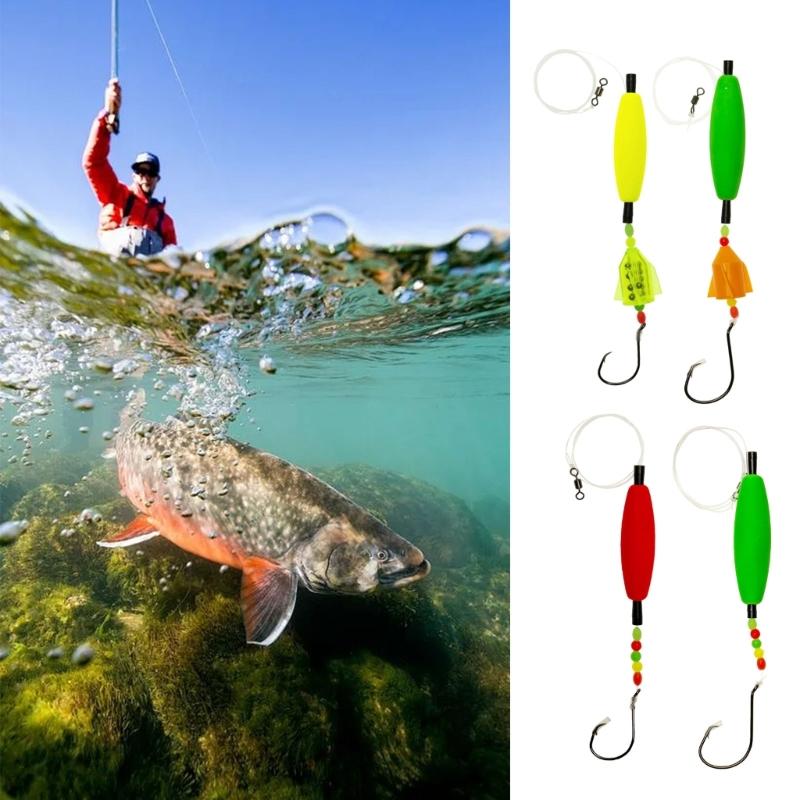 Professional Long Casting Catfishes Fishing Rigs with Carbon Steel Hook and Foams Float for Enhances Sensitivity