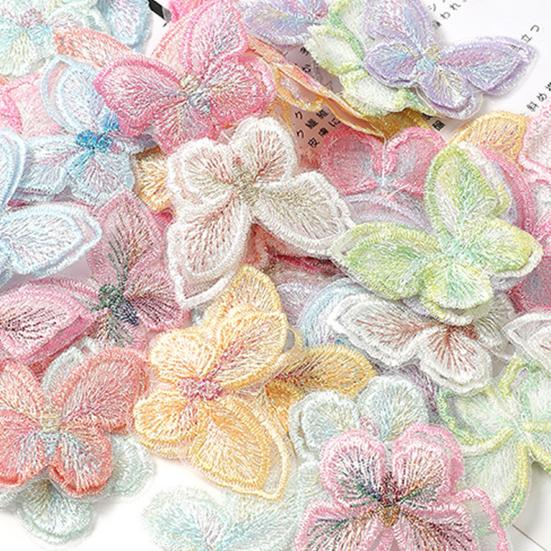 10Pcs Butterfly Appliques Exquisite Handicraft Double Layers DIY Embroidery Butterfly Patches Craft Flower Accessories