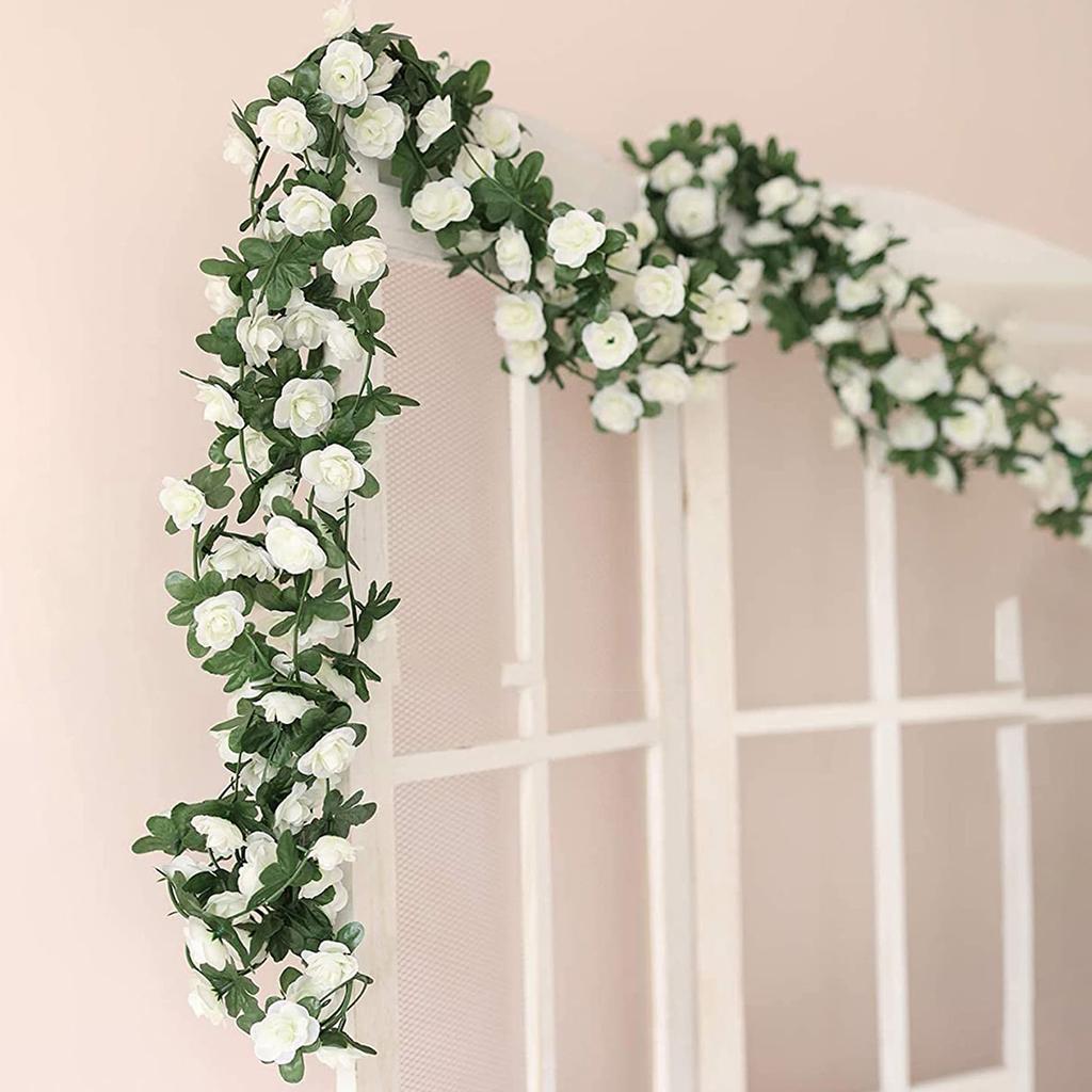 2PCS Rose Artificial Flowers Christmas Garland for Wedding Home Room Decoration Spring Autumn Garden Arch DIY Fake Plant Vine