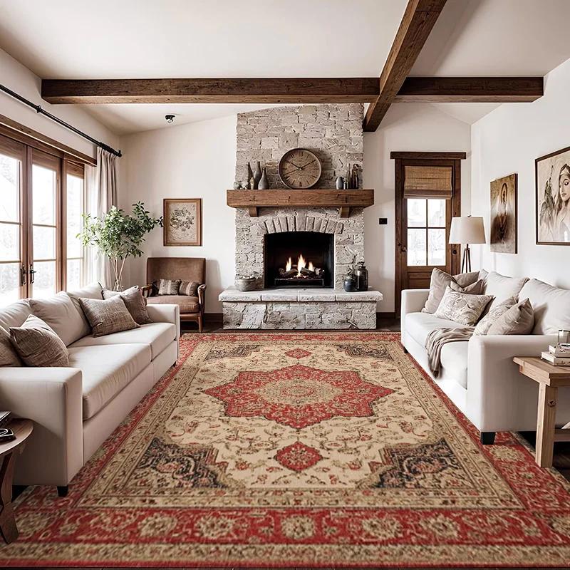 RAKKSFloral Pattern Persian-Style Area Rug, Anti-Slip Soft Comfort Versatile for Living Room, Bedroom, Dining & Multi-Area Use