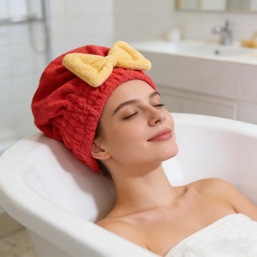 Coral Fleece Hair Drying Cap For Women, Thickened, Super Absorbent, And Quick-drying Bath Cap.