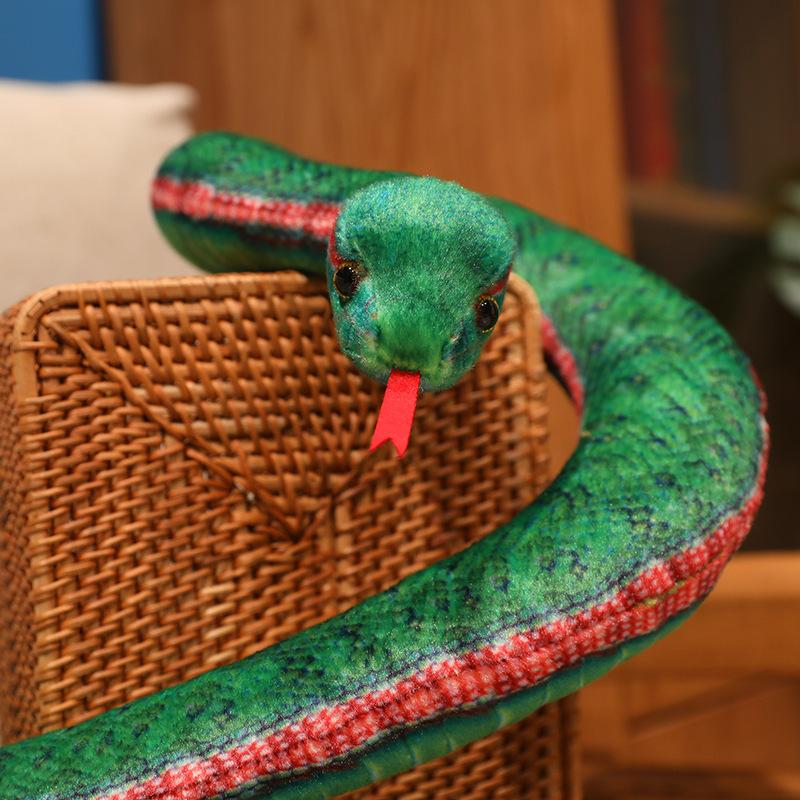 130~300Cm Like Real Colorful Snake Doll Stuffed Long Scary Animal Tongue Out Darkness Party Prop Decor Man Gift