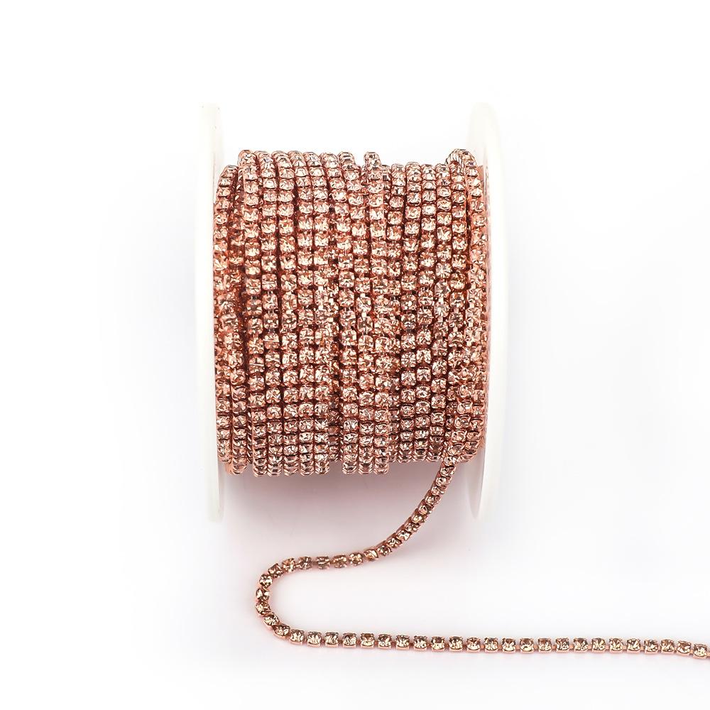 Electroplated Glass Rhinestone Single Row Claw Chain for DIY Costume Accessories