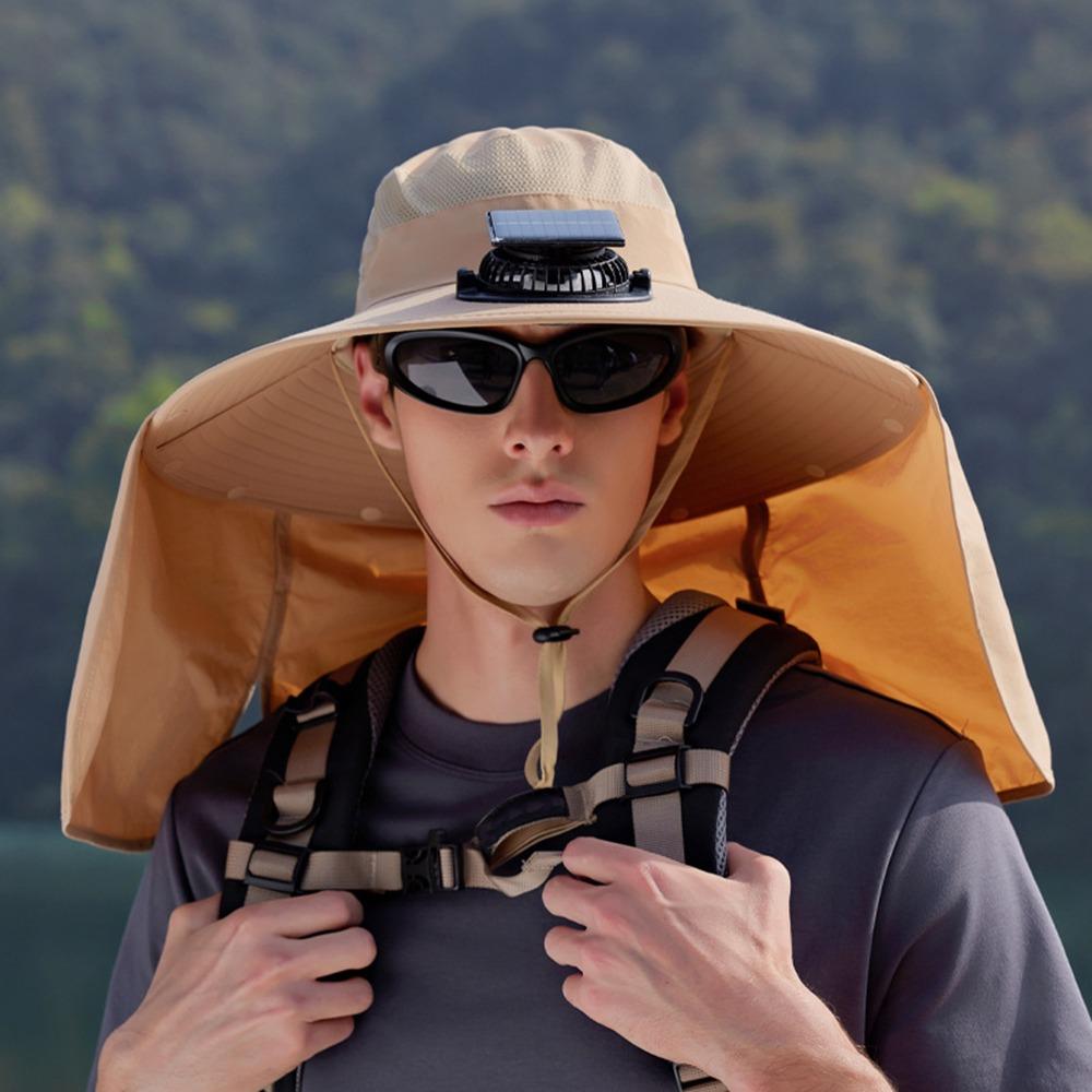USB Charging Solar Fan Hat Quick Dry Bucket Hat Fashion Men Sun Hat  Summer