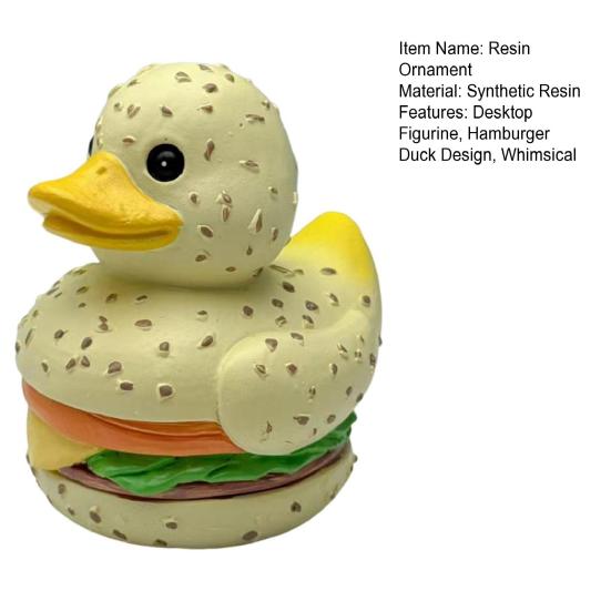 Hamburger Duck Figurine Resin Burger Duck Statue Novelty Desktop Duck Sculpture for Home Office Shelf Table Decoration