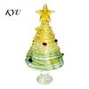 Miniature Xmas Tree Figurine Glazed Christmas Figurine, Colorful Decor, Handcrafted Glass Craft for Display Table Centerpiece Home Office Holiday