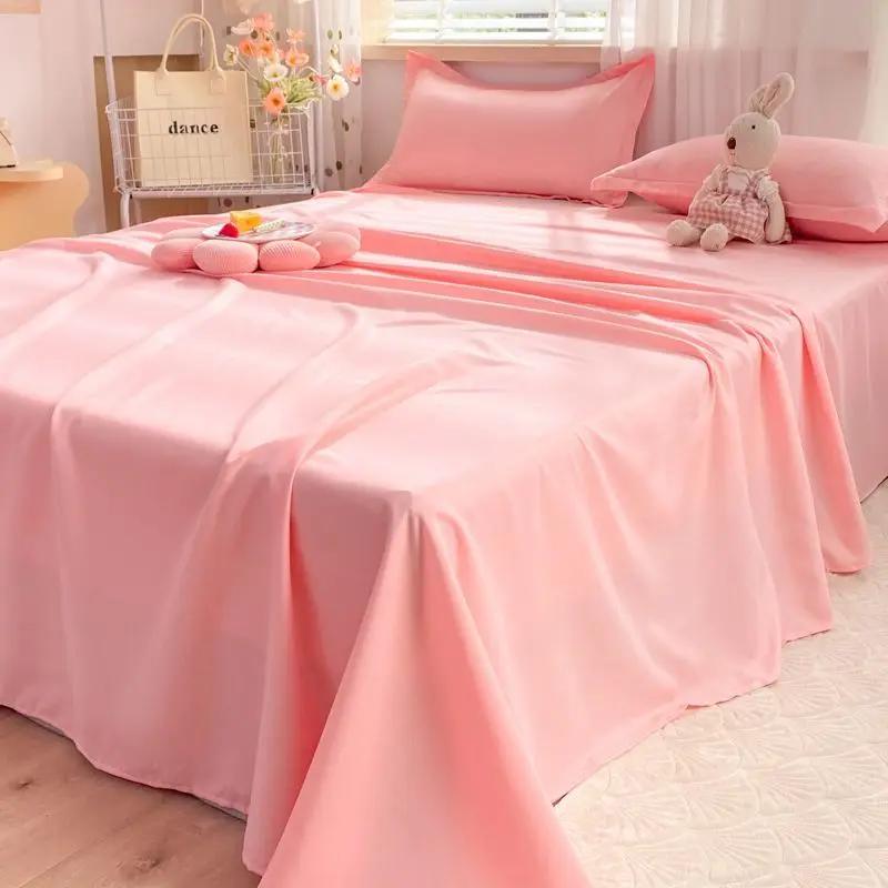 Schlafzimmer Bettlaken Uni Gemütlich Weich Bequem Hautfreundlich Waschbar Hotel Rutschfest Schlicht Bettdecke Zuhause Doppel Einzel Studentenwohnheim