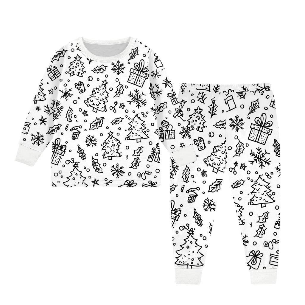 Kids Colorable Pants Set Boys Girls Funny DIY Hand Painted 2 Piece Outfits Cartoon Coloring Clothing Sets