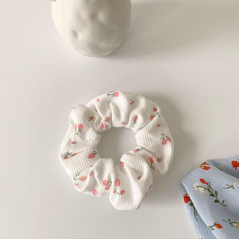 2PCS Cute and Sweet Printed Fabric Elastic Hair Rope Hair Hoop Hair Bundle Hair Accessories
