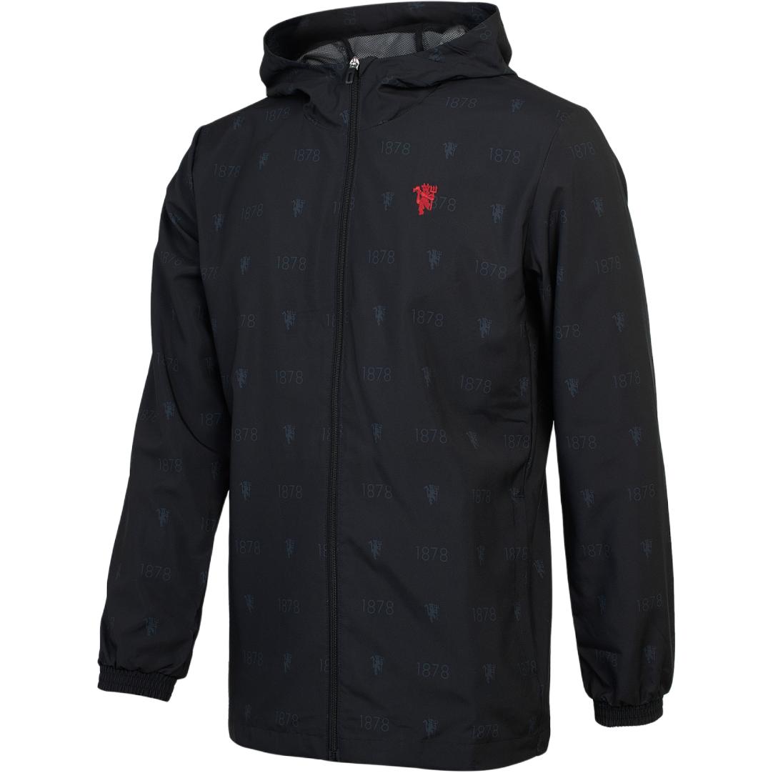 adidas Men s Manchester United Logo Zipper Hooded Jacket Black H56689 XS