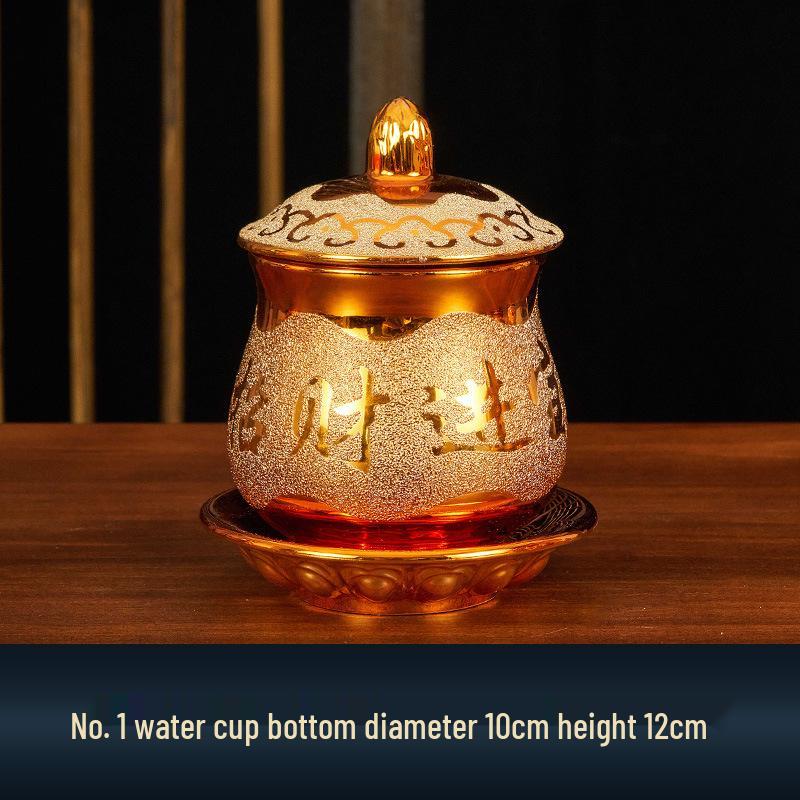 Buddhist Household Ceramic Offering Set: Incense Burner, Water Cup, Fruit Plate, Vase