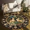 Aesthetic Bunny Love Round Carpet Soft Non-Slip Decorative Mat 2D Print Nature Style Flower Rug for Nursery Patio Holiday Gift