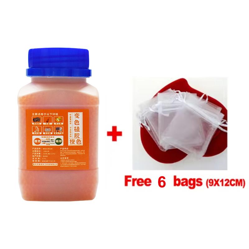 

250 г + 6 пакетов Многоразовые водонепроницаемые шарики из силикагеля Поглотитель влаги Электронный продукт Осушитель Поглотитель влаги Осушитель оранжевый