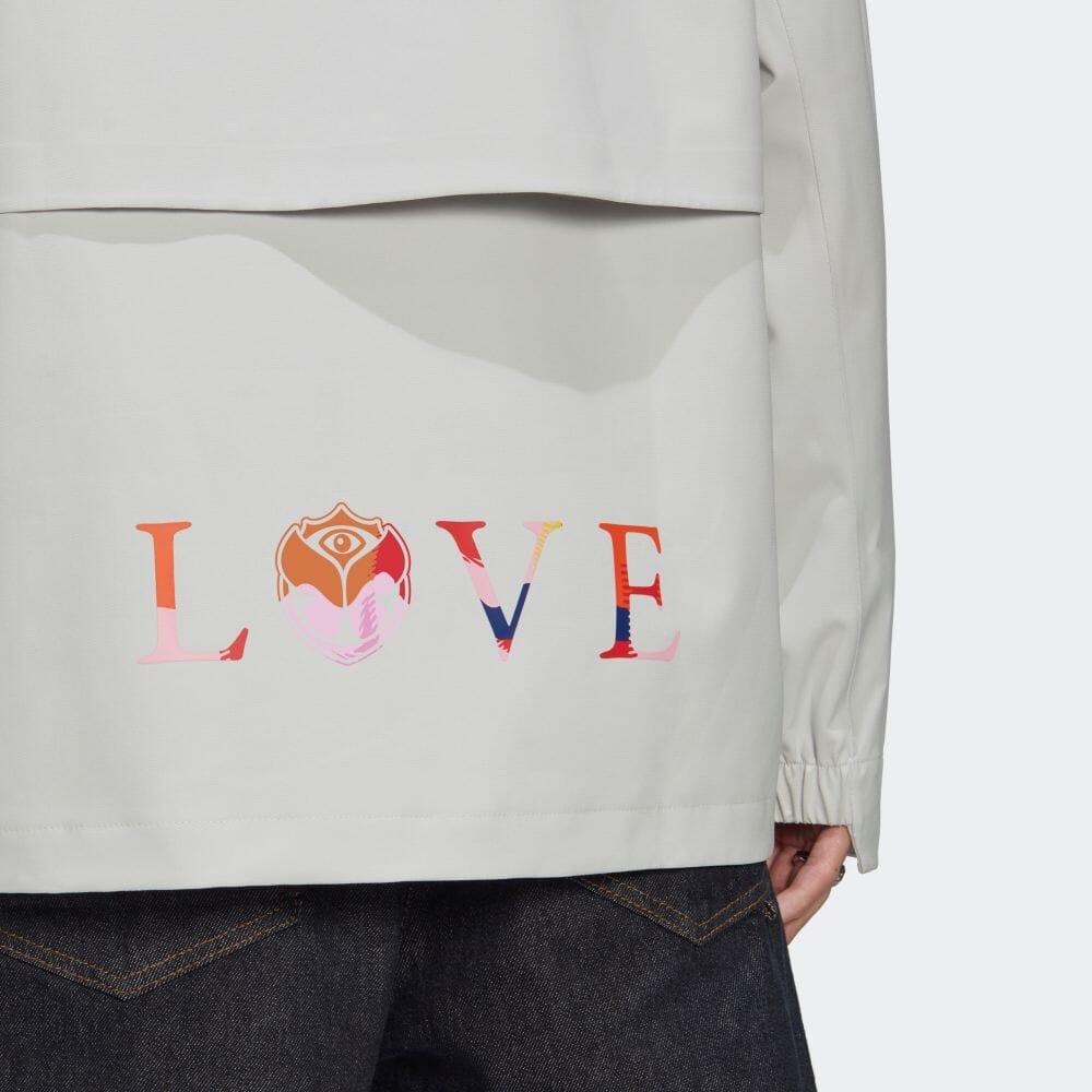 Adidas Logo Print Stand Collar Hooded Jacket Unisex Jackets Cloud-White HE1438