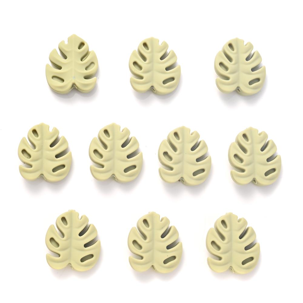 10Pcs Cartoon Leaf Silicone Beads Baby Teether Toy Infant Pacifier Chain Chewable Nursing Teether For DIY Handmade Accessories