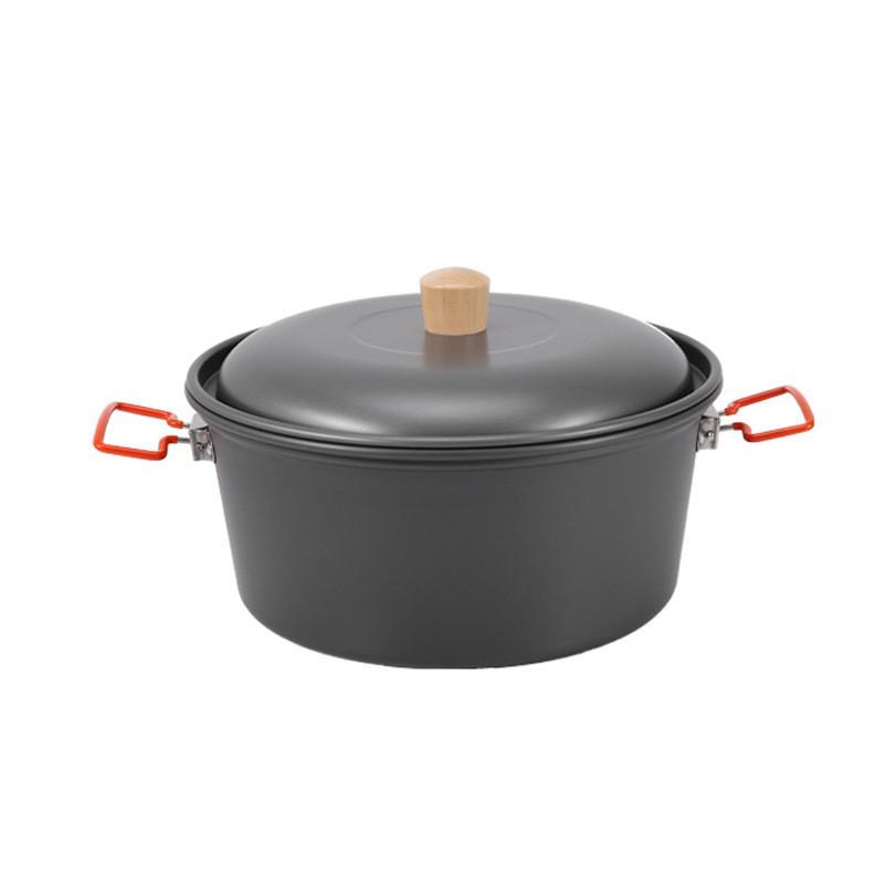 7.5L Aluminum Alloy Outdoor Steaming & Cooking Pot - Portable Dual-Use Camping Cookware