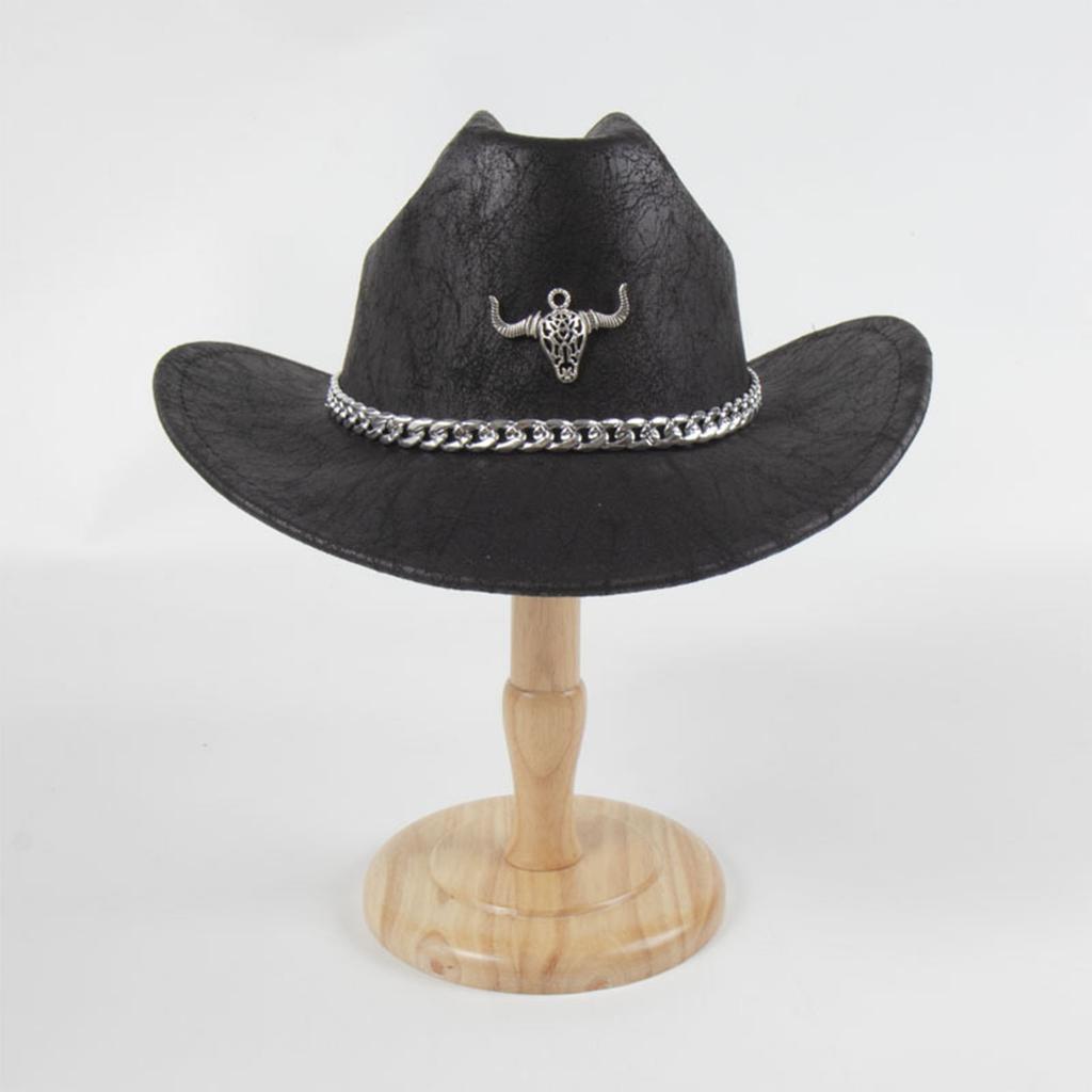 Fashion Suede Cowboy Hat for Women Men Unisex Wide Brim Hat with Metal Bull Head Breathable Sunproof Hat Travel Fedoras